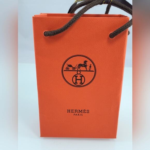 AUTHENTIC HERMES Orange Shopping Gift Bag - Picture 2 of 5